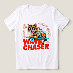 Camiseta Caçador de Ondas de Gato de Verão - Gato de Surf d