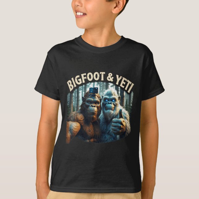 Camiseta Caçador de pé-grande e yeti selfie criptozoologia (Frente)