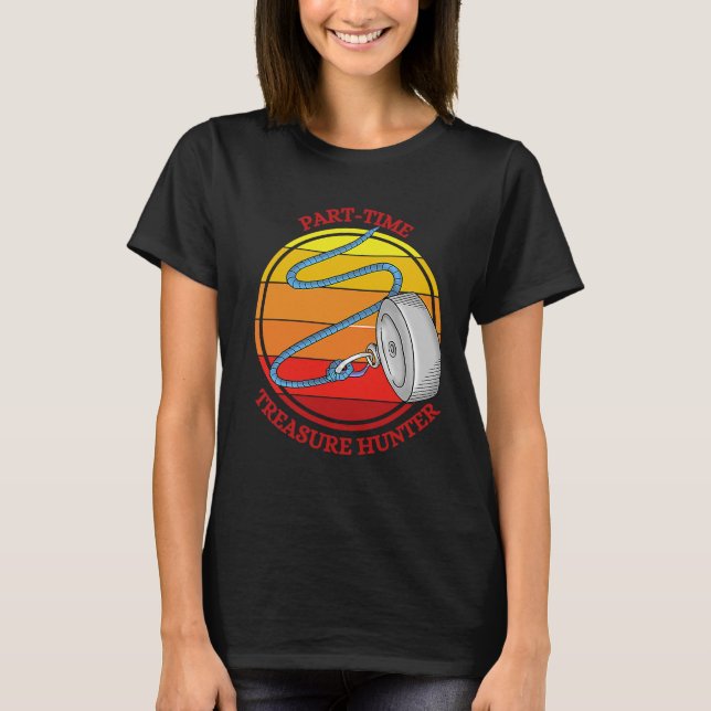 Camiseta Caçador de tesouros de tempo para a pesca do ímã (Frente)