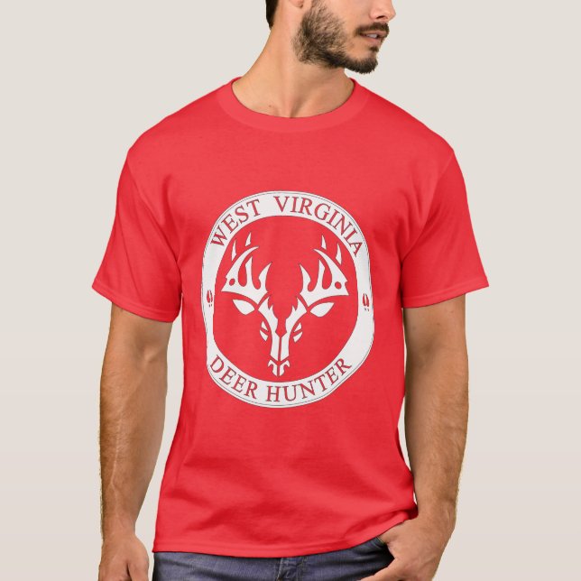 Camiseta Caçador dos cervos de West Virginia (branco) (Frente)