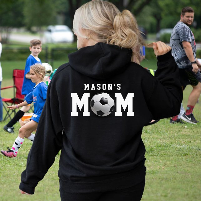 Camiseta Caçador Mãe Nome do Criança Pai Negro (Soccer Mom Kid's Name Parent Black Hoodie
)