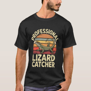 Camiseta Caçador Profissional de Lagartos Divertido Réptil 