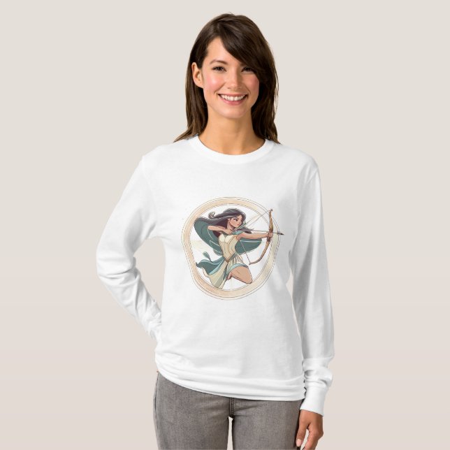 Camiseta Caçadora Celestial de Sagitário (Frente Completa)