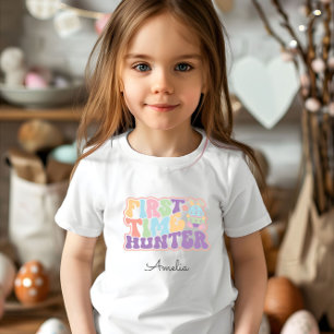 Camiseta Caçadora de Ovos de Páscoa Fofo Da Primeira Vez