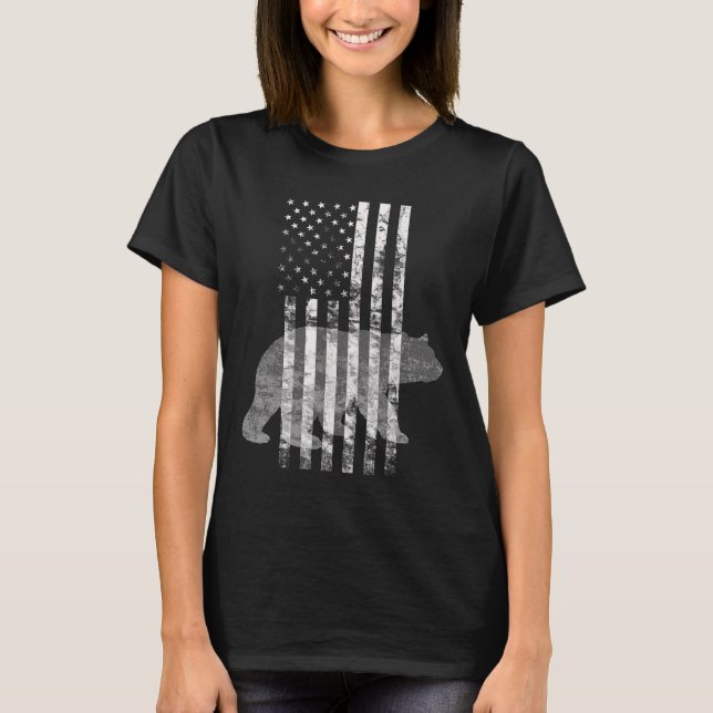 Camiseta Caçadores de Bandeiras Americanas do Urso de Caça  (Frente)