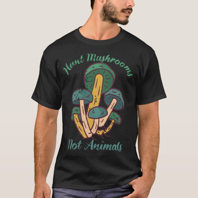 Camiseta Caçadores Não Animais Engraçados Cogumelo Animal (Frente)