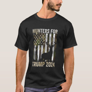 Camiseta Caçadores Para Trump 2024 Presidente Camouflage De