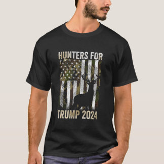 Camiseta Caçadores Para Trump 2024 Presidente Camouflage De