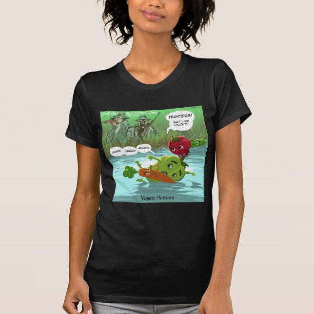 Camiseta Caçadores Veganos Divertidos (Frente)