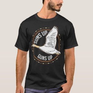 Camiseta Caçando Uns Armas Acima Pato Arma Pássaro Negra a