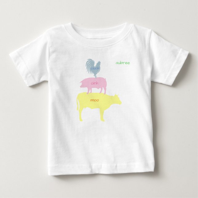Camiseta cacareja, grunhe, muge Personalizável (Frente)