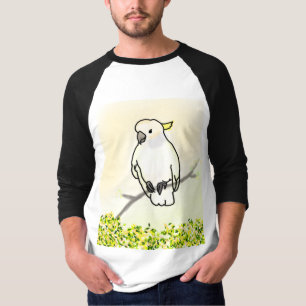 Camiseta Cacatua Branca no Galho de Árvore Ave Tropical Man
