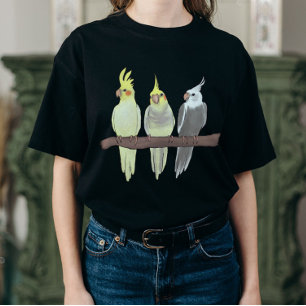 Camiseta Cacatuas Domésticas Fofas em um Poleiro para Amant