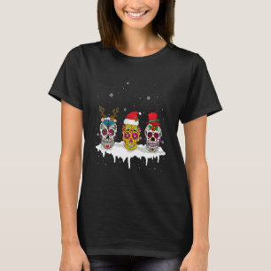 Camiseta Cacau Natal Açúcar Crânio Papai Noel Chapéu Rena C