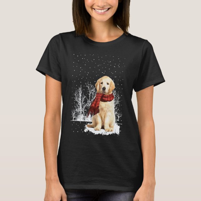 Camiseta Cachecol de Inverno do Golden Retriever  Cães Árvo (Frente)