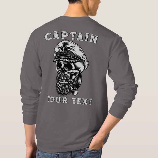 Camiseta Cachimbo de Fumar Caveira de Capitão do Mar Barbud (Verso)