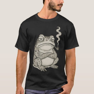 Camiseta Cachimbo Retro de Sapo Mal-Humorado Japonês Vintag