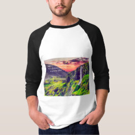 Camiseta Cachoeira Pacífica e Paisagem Montanhosa | Relaxar