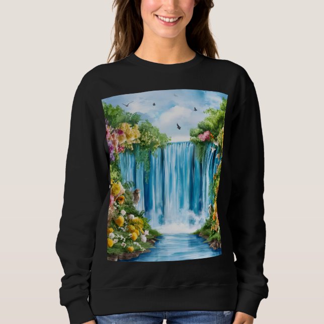 Camiseta Cachoeira pintada à aquarela (Frente)