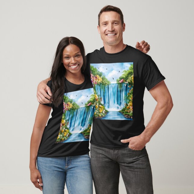 Camiseta Cachoeira pintada à aquarela (Unissex)