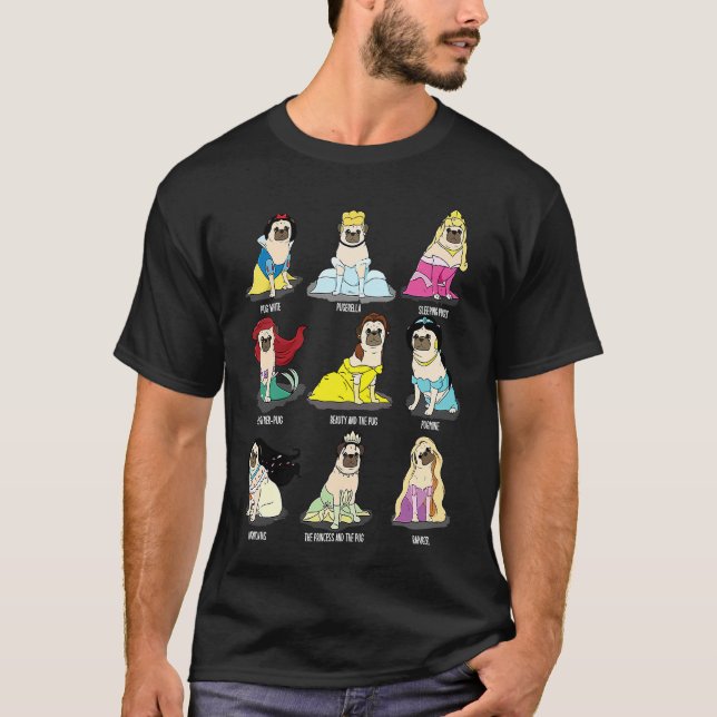 Camiseta Cachorrinhas Princesas Fofas Moda Pug (Frente)
