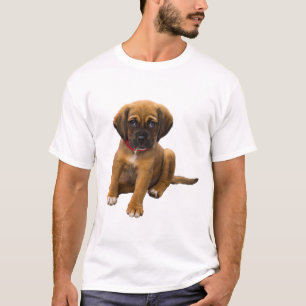 Camiseta Cachorrinho Adorável com Coleira Vermelha