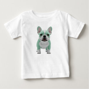 Camiseta Cachorrinho Adorável de Bulldog Francês Verde Ment