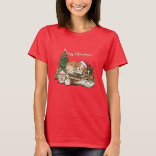 Camiseta Cachorrinho Adormecido de Natal Aconchegante & Liv
