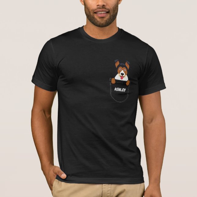 Camiseta Cachorrinho alemão de bolso cachorro fofo (Frente)