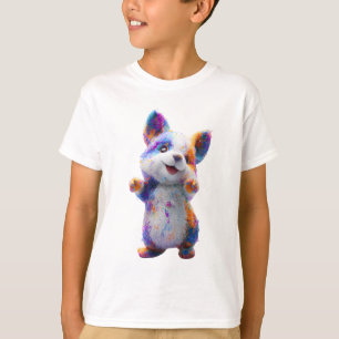 Camiseta Cachorrinho Artístico Arco-íris Corgi Crianças