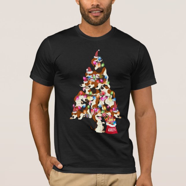 Camiseta Cachorrinho Beagle Fofo de Natal (Frente)