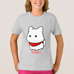 Camiseta Cachorrinho Branco Minimalista com Bandana Vermelh