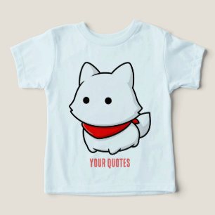 Camiseta Cachorrinho Branco Minimalista com Bandana Vermelh
