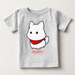Camiseta Cachorrinho Branco Minimalista com Bandana Vermelh