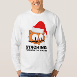 Camiseta CACHORRINHO DE BIGODE ATRAVÉS DA NEVE Humor de Gat