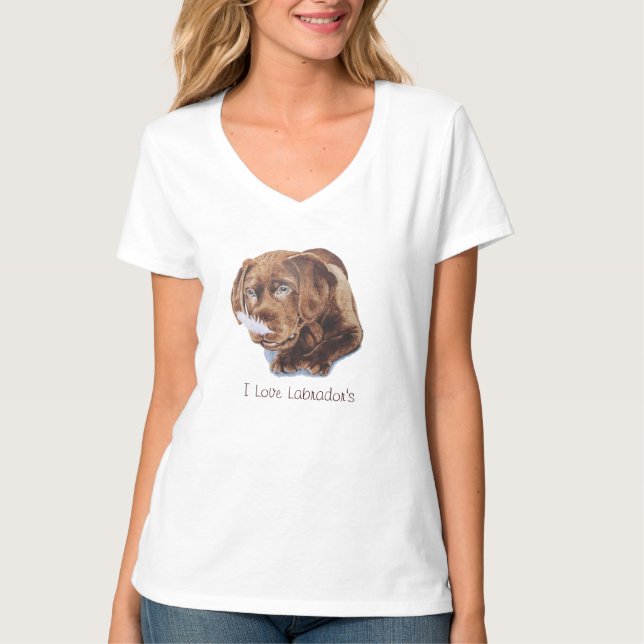Camiseta cachorrinho de chocolate marrom labrador cachorro  (Frente)