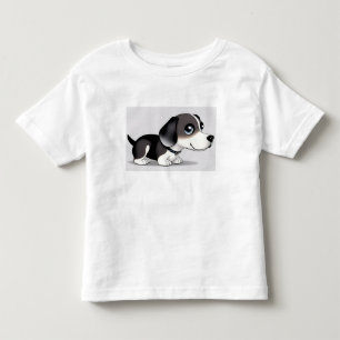 Camiseta Cachorrinho de Desenho Animado Adorável Com Olhos 