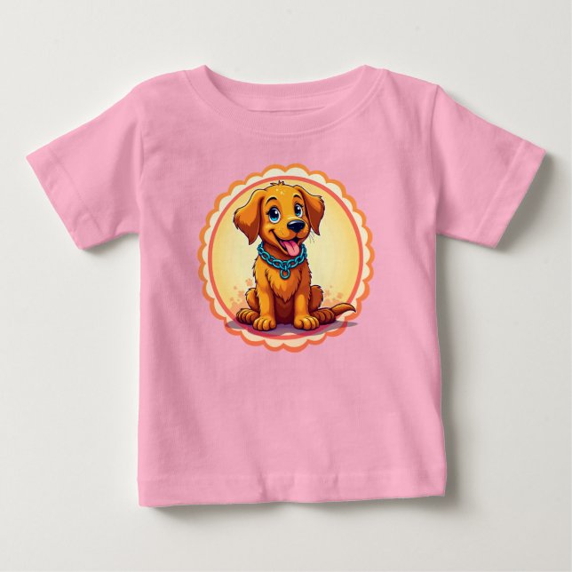 Camiseta 🌸 Cachorrinho de Desenho Animado Estilo Bebê Feli (Frente)