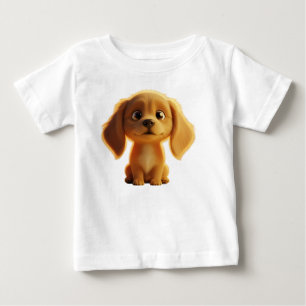 Camiseta Cachorrinho Dourado Adorável Ilustração 3D