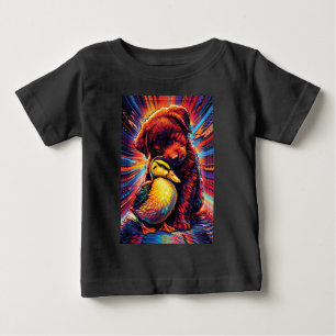 Camiseta Cachorrinho Fofo e Patinho se Abraçam Pop Art