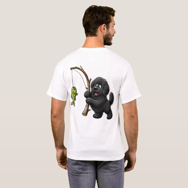 Camiseta Cachorrinho Pescador  (Parte Traseira Completa)
