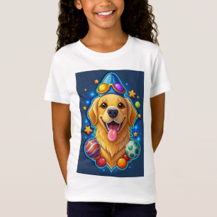 Camiseta Cachorrinho Retriever Dourado Mágico com Estrelas
