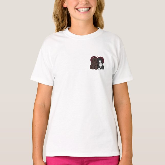 Camiseta Cachorrinhos de Newfoundland Abraçados (Frente)