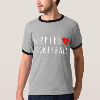 Camiseta Cachorrinhos E Pickelball Fofos Pickelball Homens 