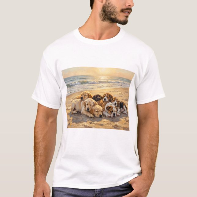 Camiseta Cachorrinhos Na Praia (Frente)