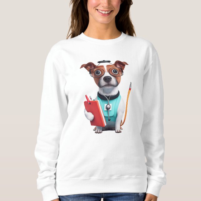 Camiseta Cachorro A Trabalhar Como Enfermeira, Cachorro A V (Frente)