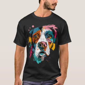 Camiseta Cachorro Abstrato de Arte Pop Vibrante