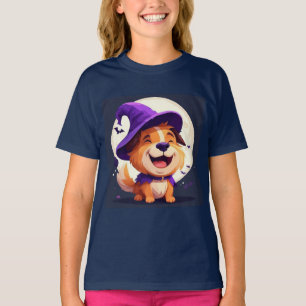 Camiseta Cachorro Adorável com Chapéu de Bruxa