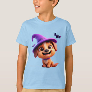 Camiseta Cachorro Adorável com Chapéu de Bruxa