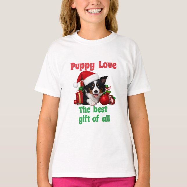 Camiseta Cachorro Adorável de Natal Com Amor (Frente)